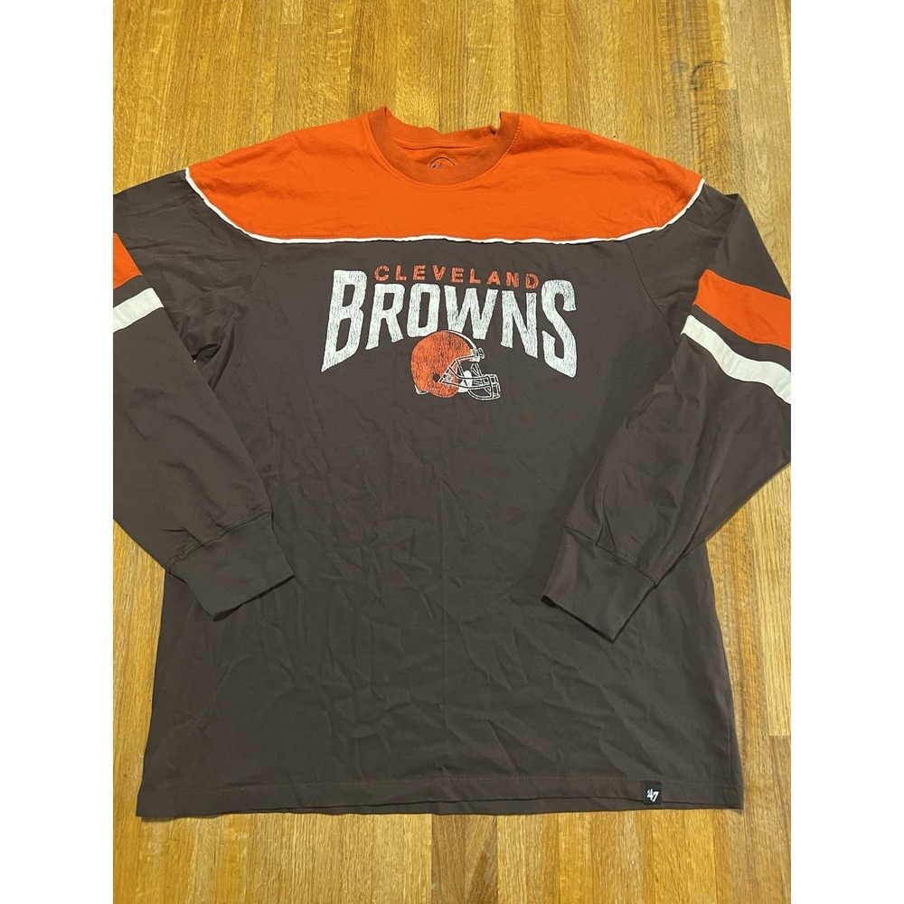 '47 Brand Men Large Cleveland Browns Football NFL Cotton Long Sleeve Shirt‎